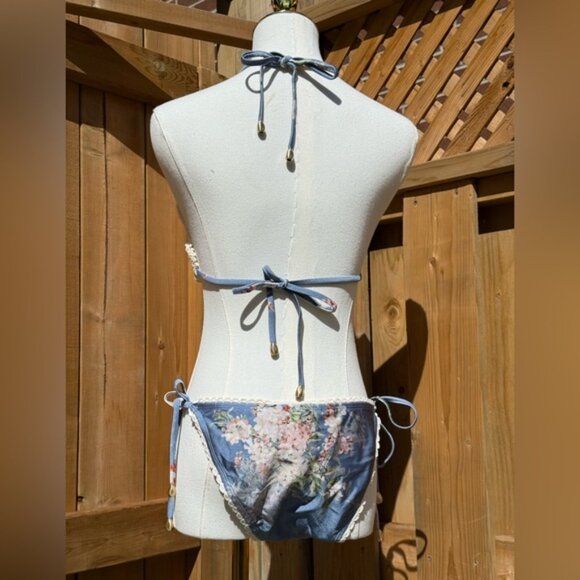 🆕 ZIMMERMANN 🧿 NWT Cascadian Crochet Tri Bikini, Blue Botanical - Sz 3 US6/8 - Picture 7 of 16